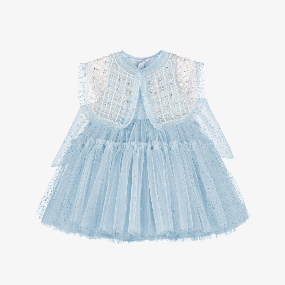 Junona-فستان عباءة زرقاء براقة للبنات | Childrensalon Outlet