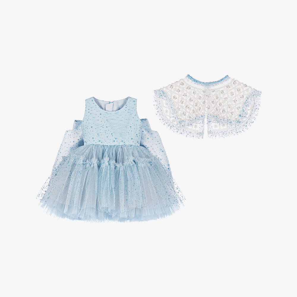 Junona-Girls Sparkling Blue Tulle Gown | Childrensalon Outlet