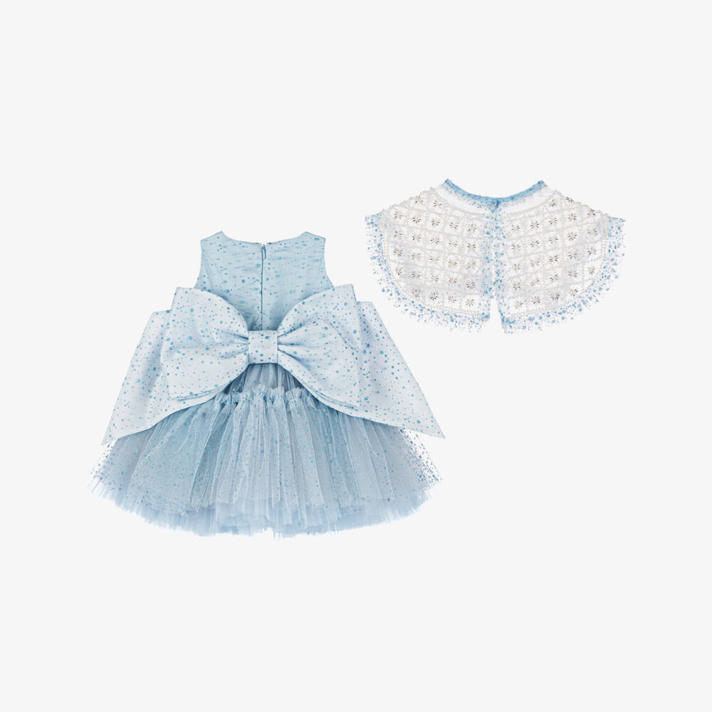 Junona-Girls Sparkling Blue Tulle Gown | Childrensalon Outlet