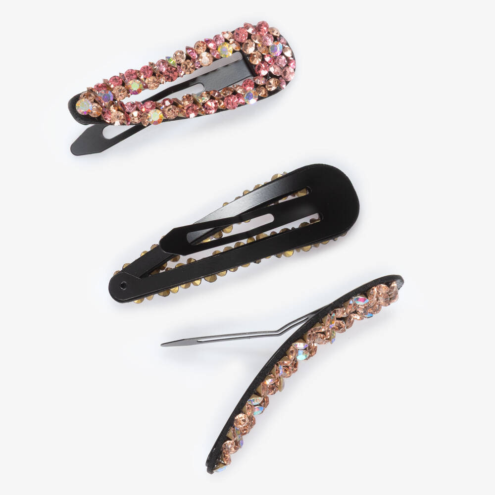Junona-Girls Sparkling Crystal Hair Clips Trio | Childrensalon Outlet