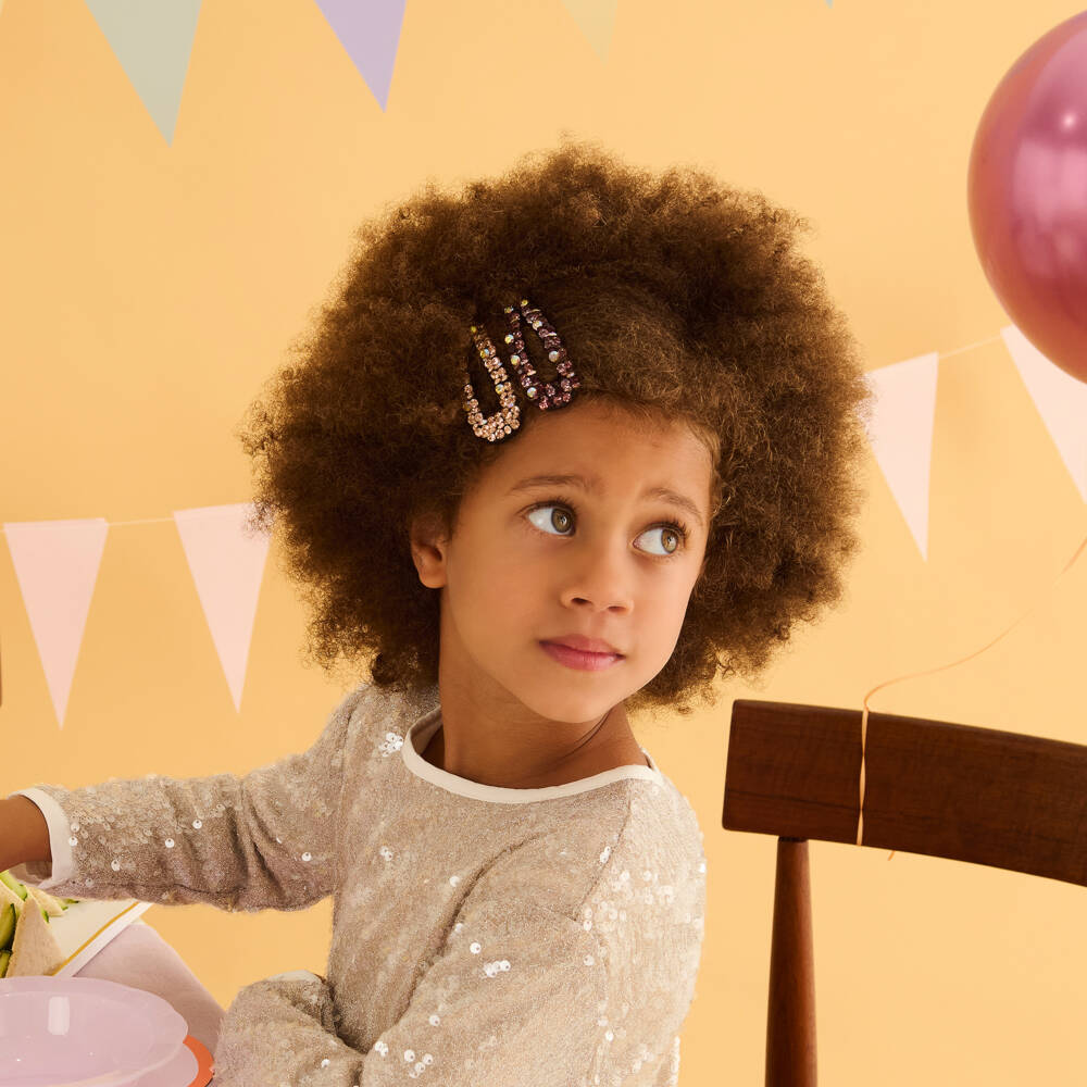 Junona-Girls Sparkling Crystal Hair Clips Trio | Childrensalon Outlet