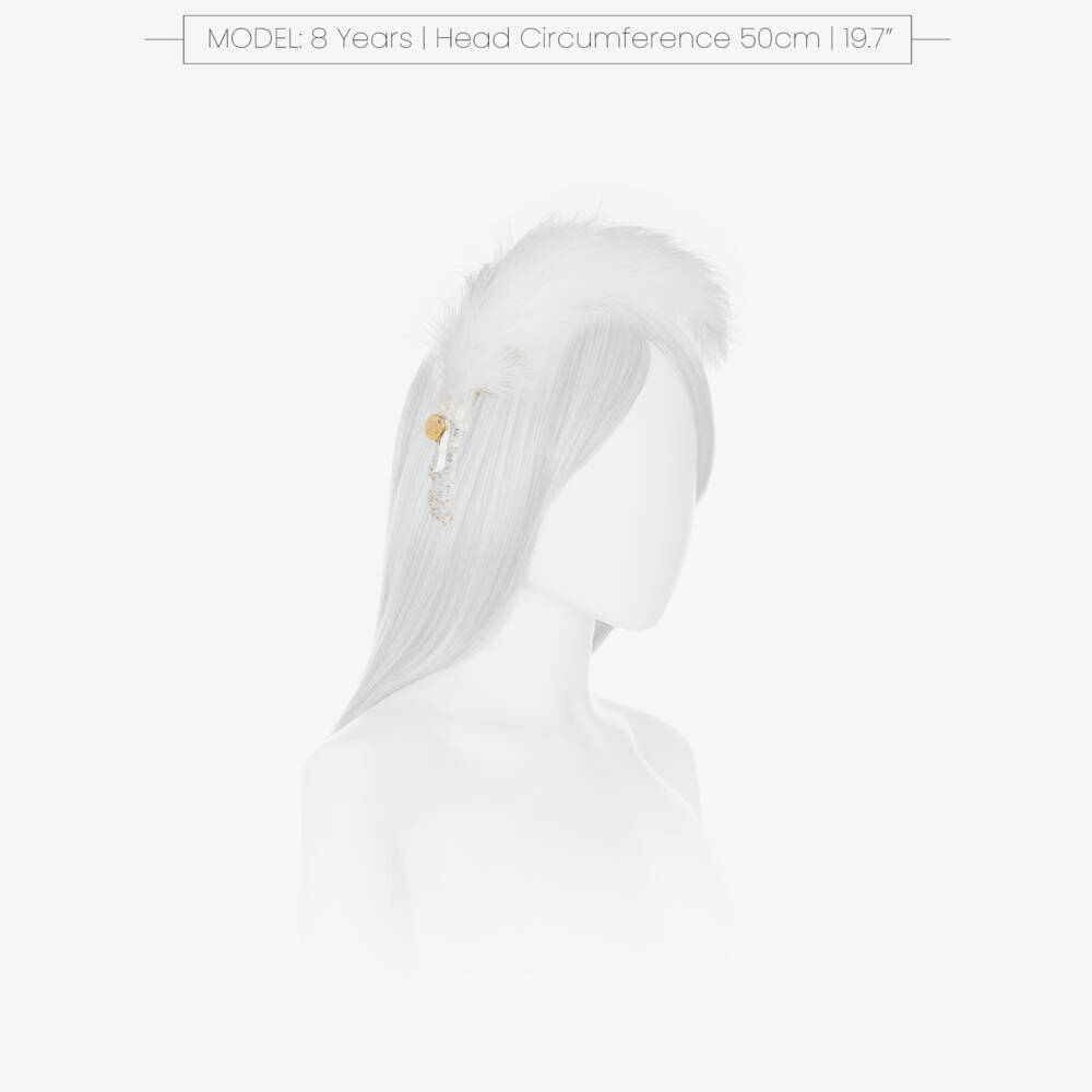 Junona-Girls Sparkling Feathered White Headband | Childrensalon Outlet