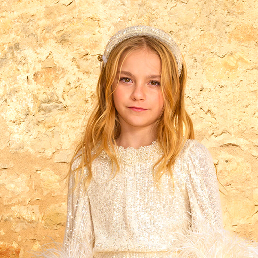 Junona-Girls Sparkling Ivory Headband | Childrensalon Outlet