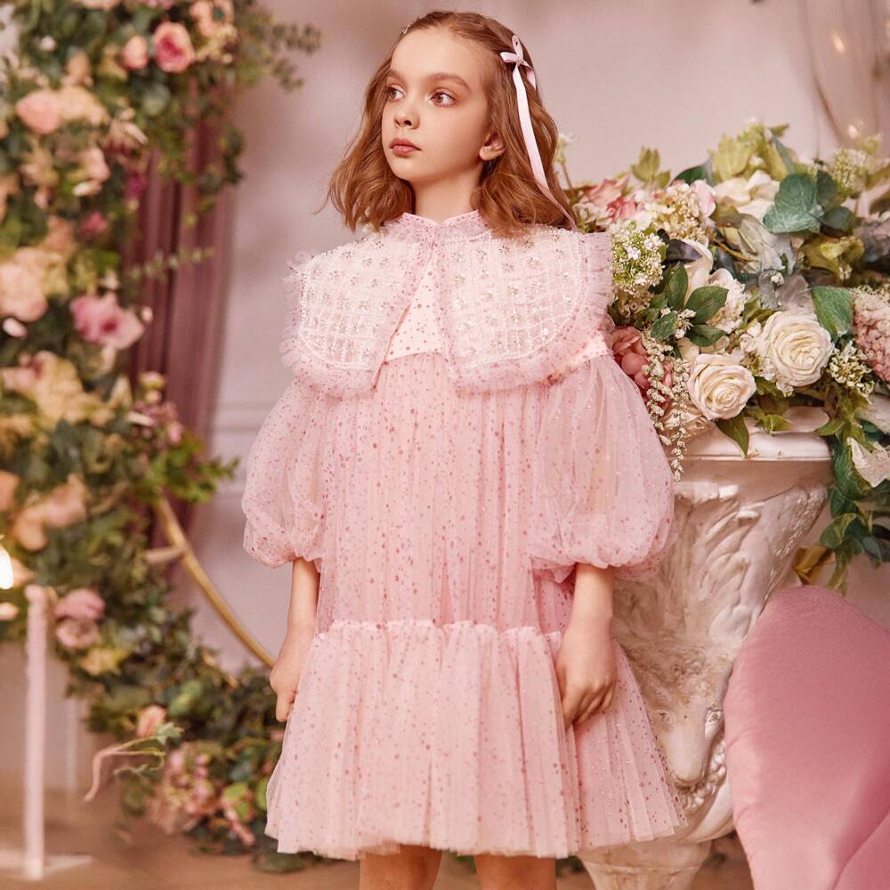 Junona-Блестящий розовый комплект из тюля для девочек | Childrensalon Outlet