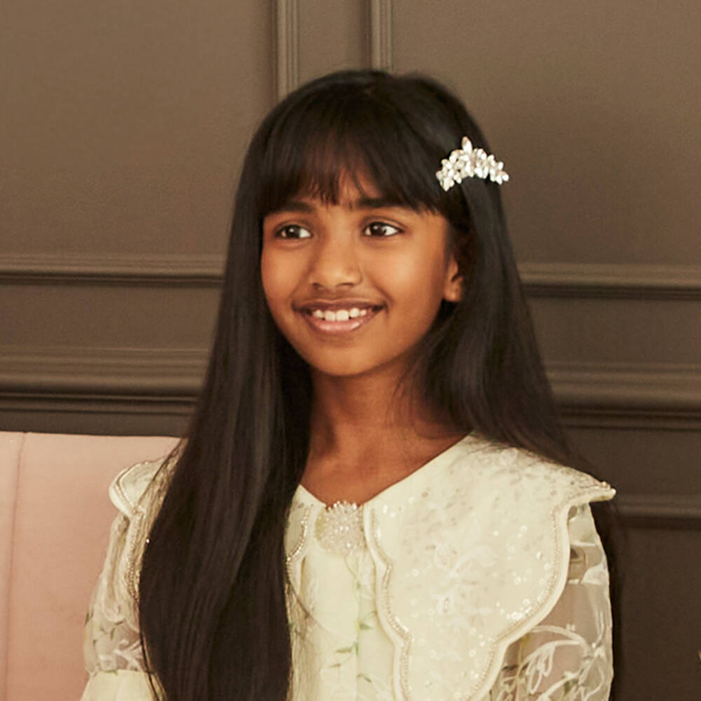 Junona-Girls Sparkling Silver Crystal Clips Duo | Childrensalon Outlet