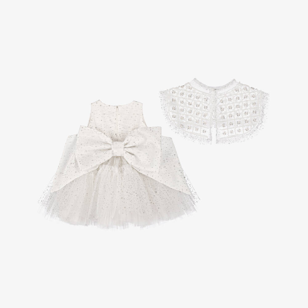 Junona-Белое блестящее платье из тюля для девочек | Childrensalon Outlet