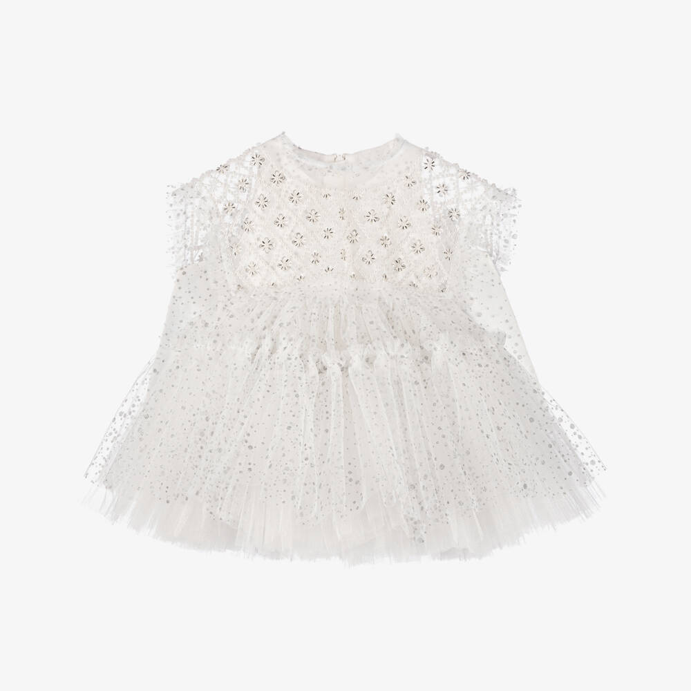 Junona-Girls Sparkling White Tulle Gown | Childrensalon Outlet