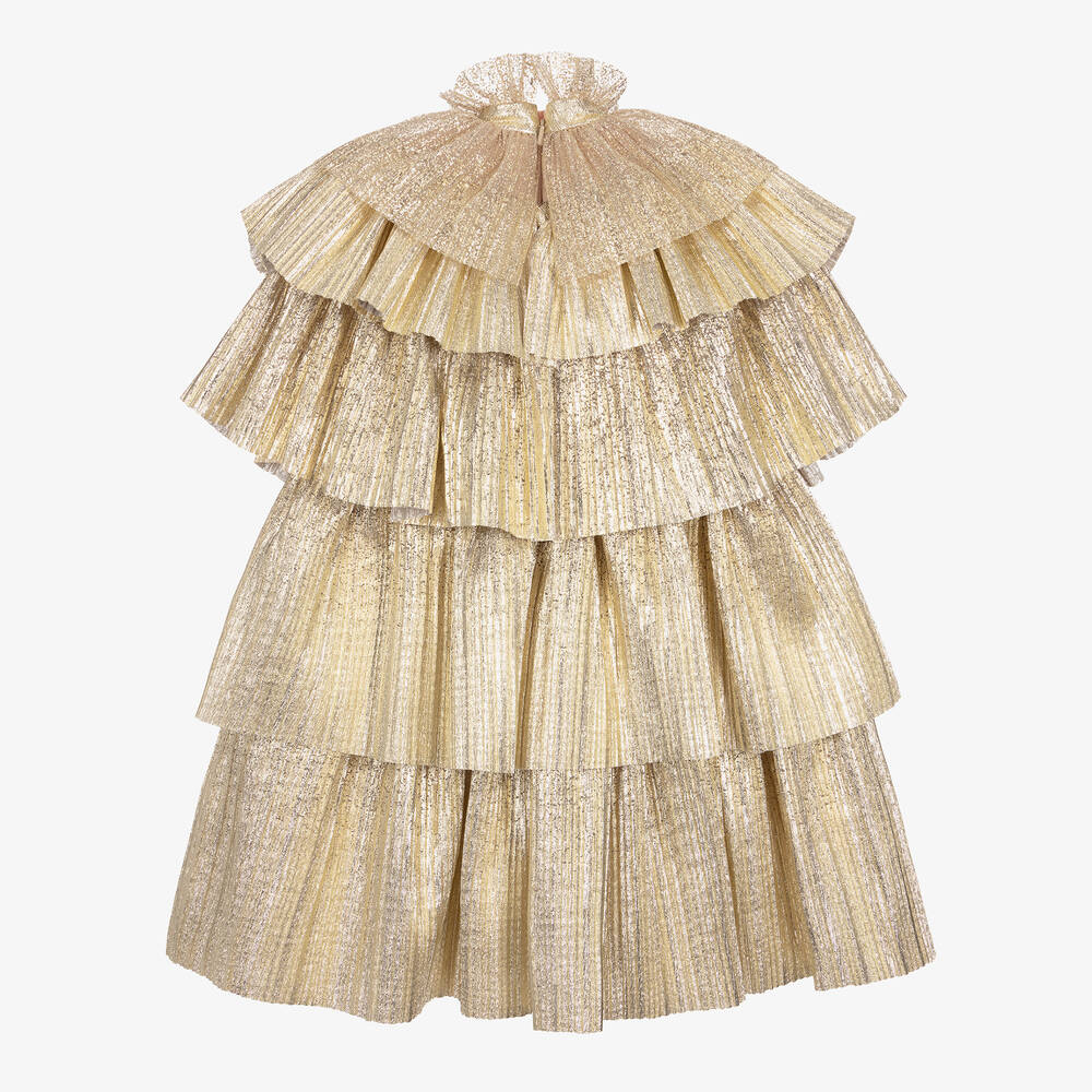 Junona-فستان مزين بكشكش لون ذهبي | Childrensalon Outlet