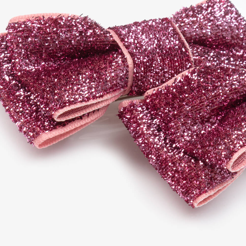 Junona-Girls Sparkly Pink Bow Hairclips | Childrensalon Outlet
