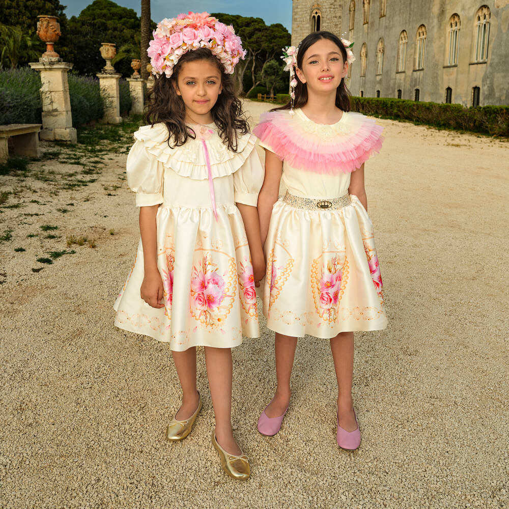 Junona-بلوزة قطن وتول مشمسة للبنات | Childrensalon Outlet