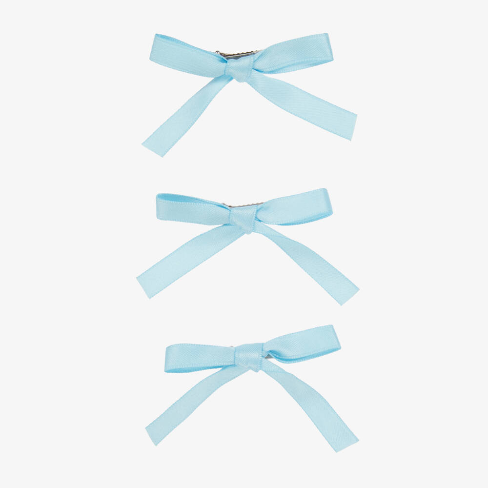 Junona-Girls Trio of Satin Blue Hair Clips | Childrensalon Outlet
