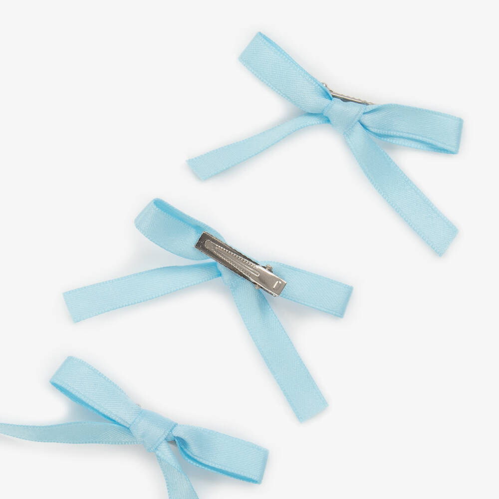 Junona-Girls Trio of Satin Blue Hair Clips | Childrensalon Outlet