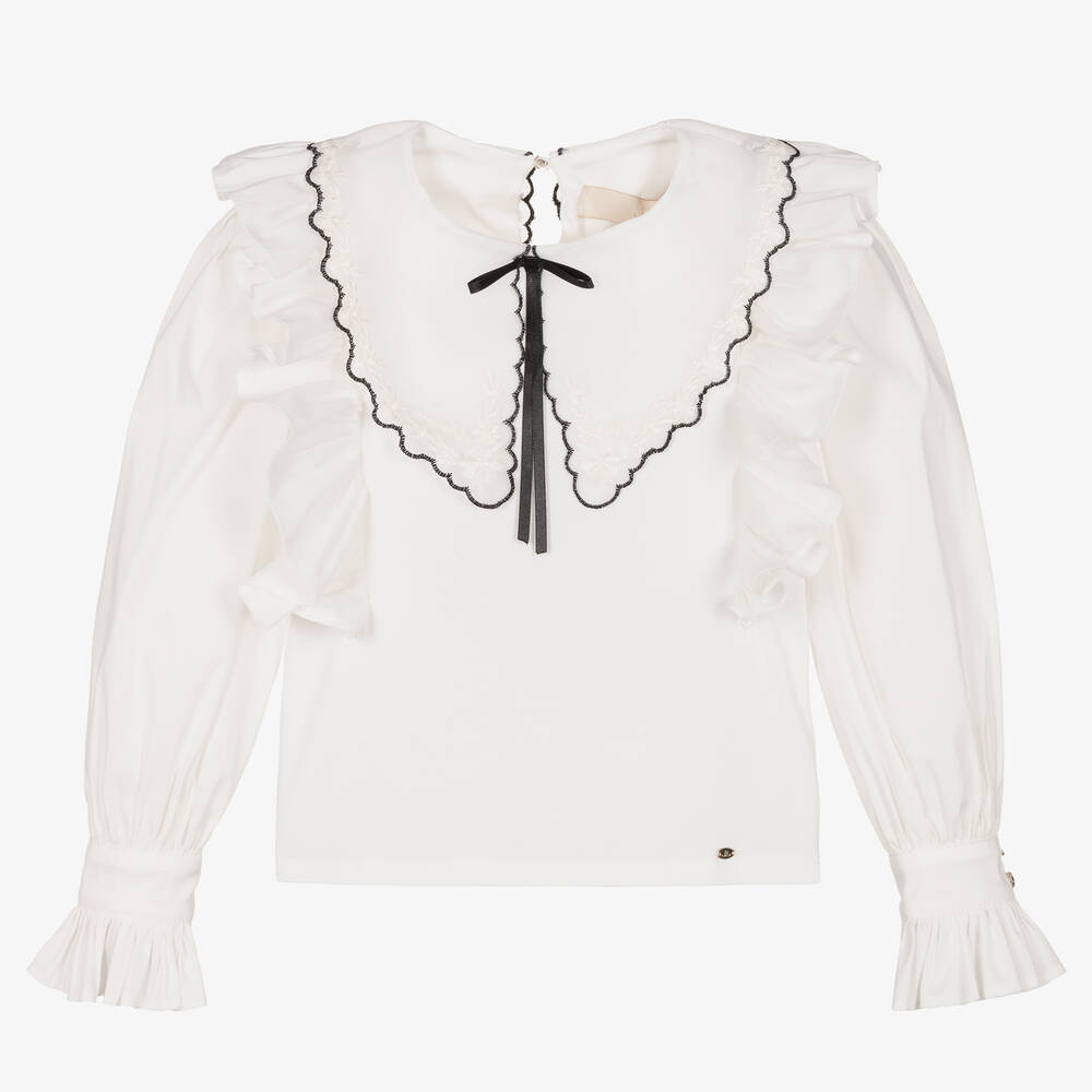 Junona - Белая хлопковая блузка с воротником | Childrensalon