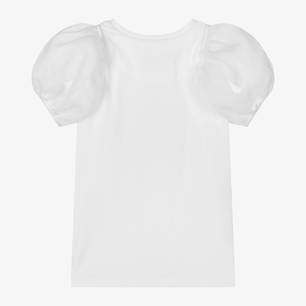 Junona-تيشيرت قطن جيرسي لون أبيض بطبعة ورود للبنات | Childrensalon Outlet