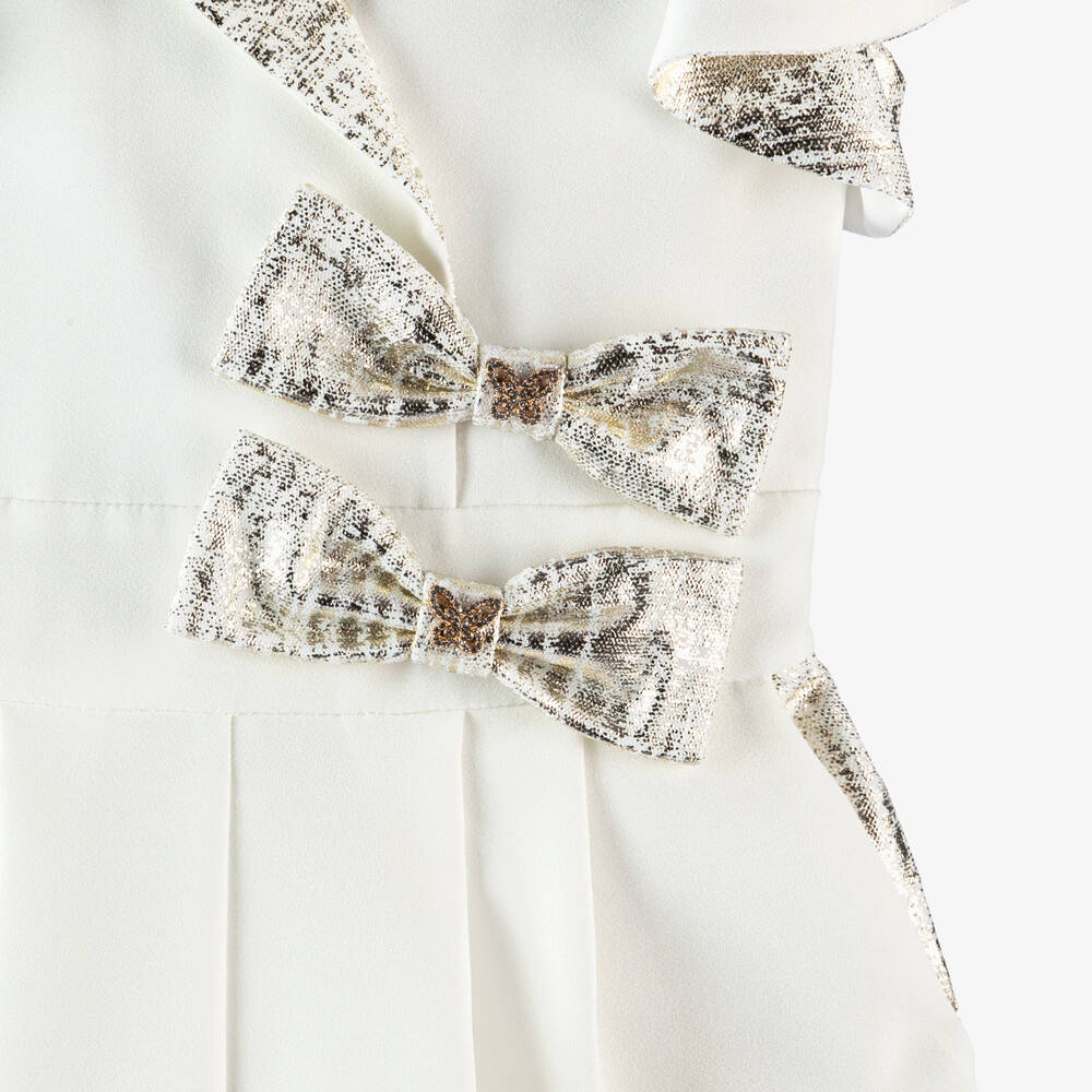 Junona-Girls White Crêpe Shimmer Jumpsuit | Childrensalon Outlet