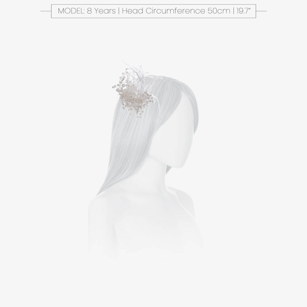 Junona-Girls White Crystal Bead & Feather Hair Comb | Childrensalon Outlet