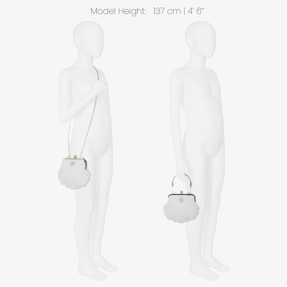 Junona-Girls White Faux Pearl Embellished Bag (20cm) | Childrensalon Outlet