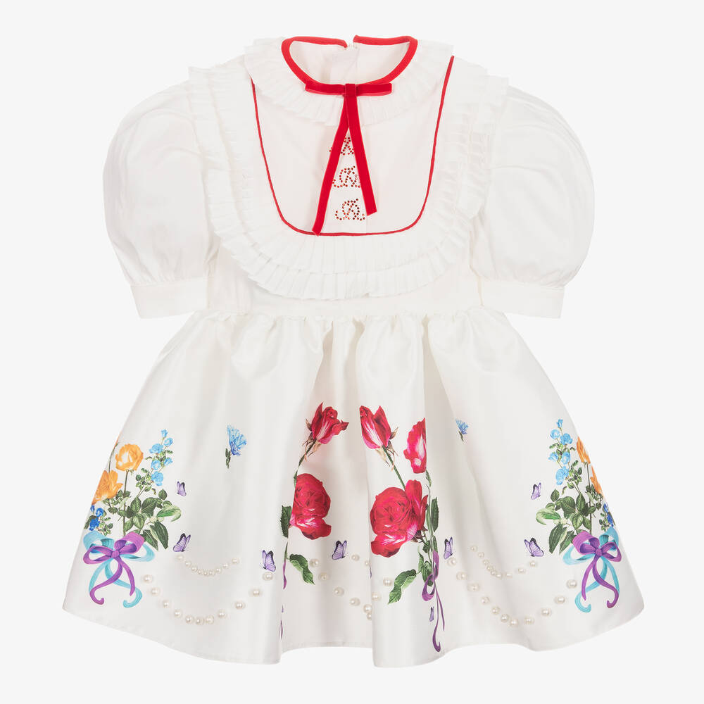 Junona - Белое атласное платье с цветами | Childrensalon