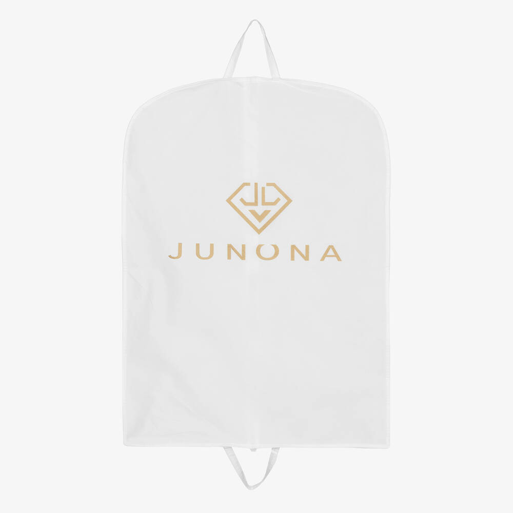Junona-فستان قطن وتول لون أبيض مزين بورود | Childrensalon Outlet