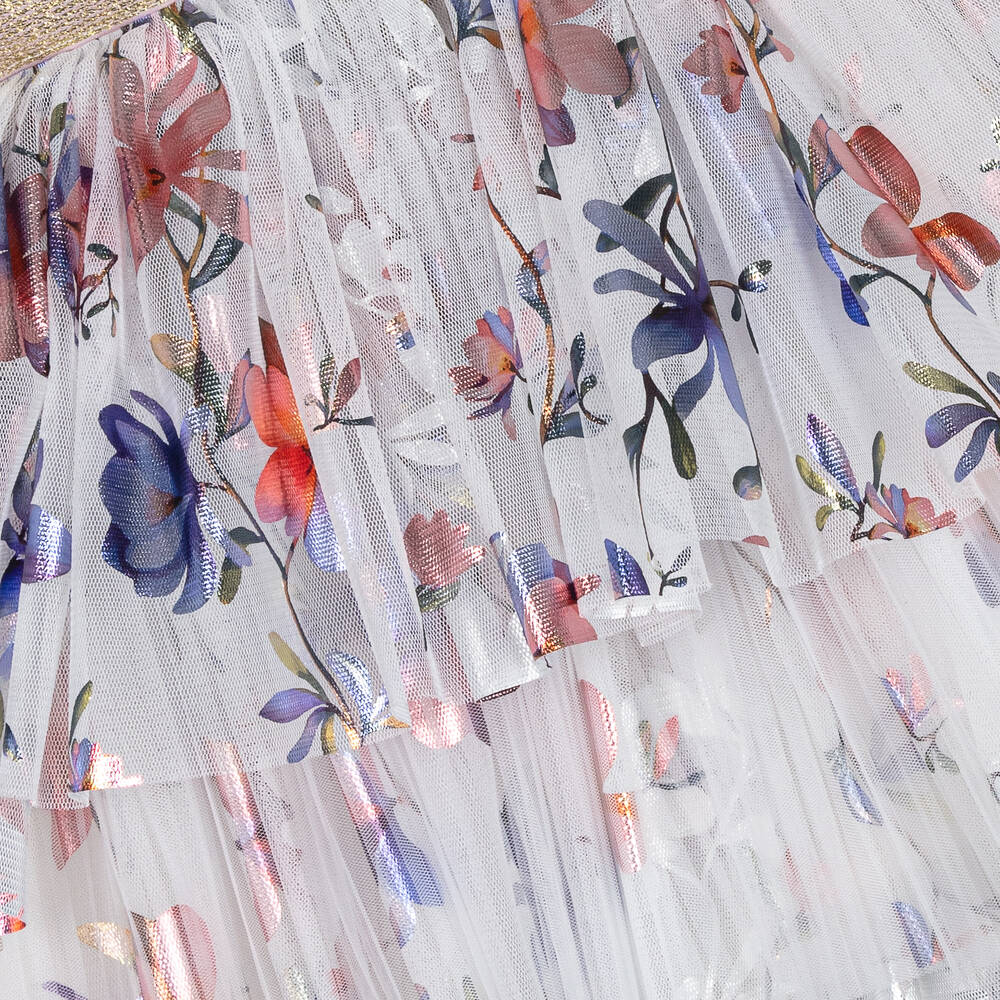 Junona-Белое платье из тюля с цветами | Childrensalon Outlet