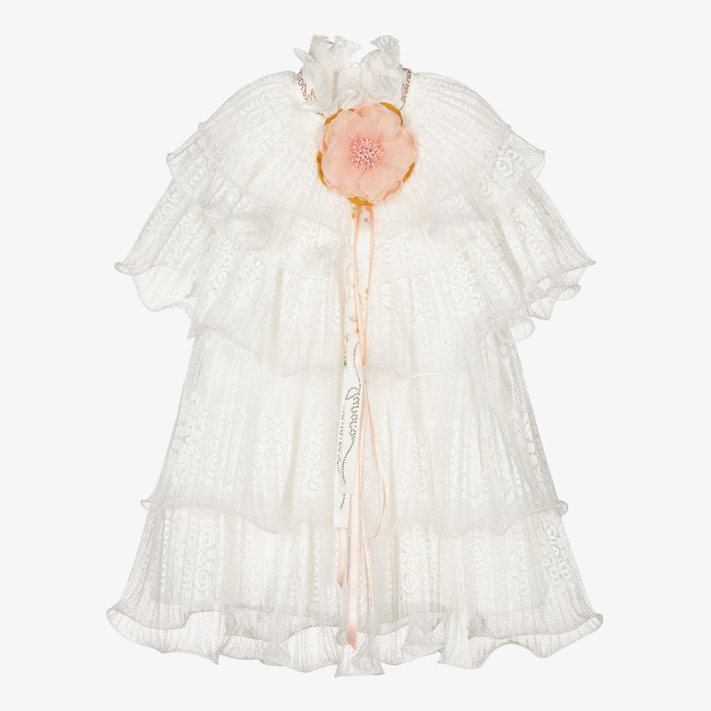 Junona - Girls White Lace Ruffle Dress  | Childrensalon