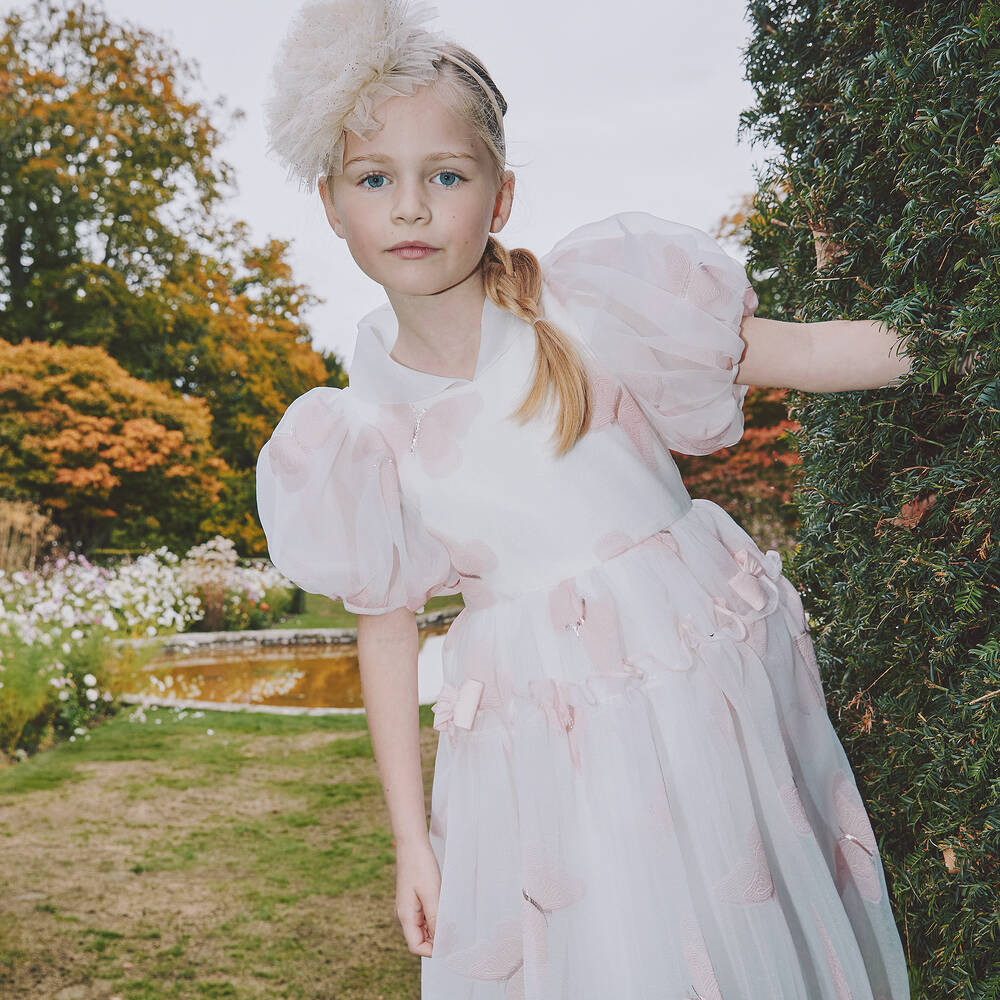 Junona-فستان أورغانزا لون زهري وأبيض | Childrensalon Outlet