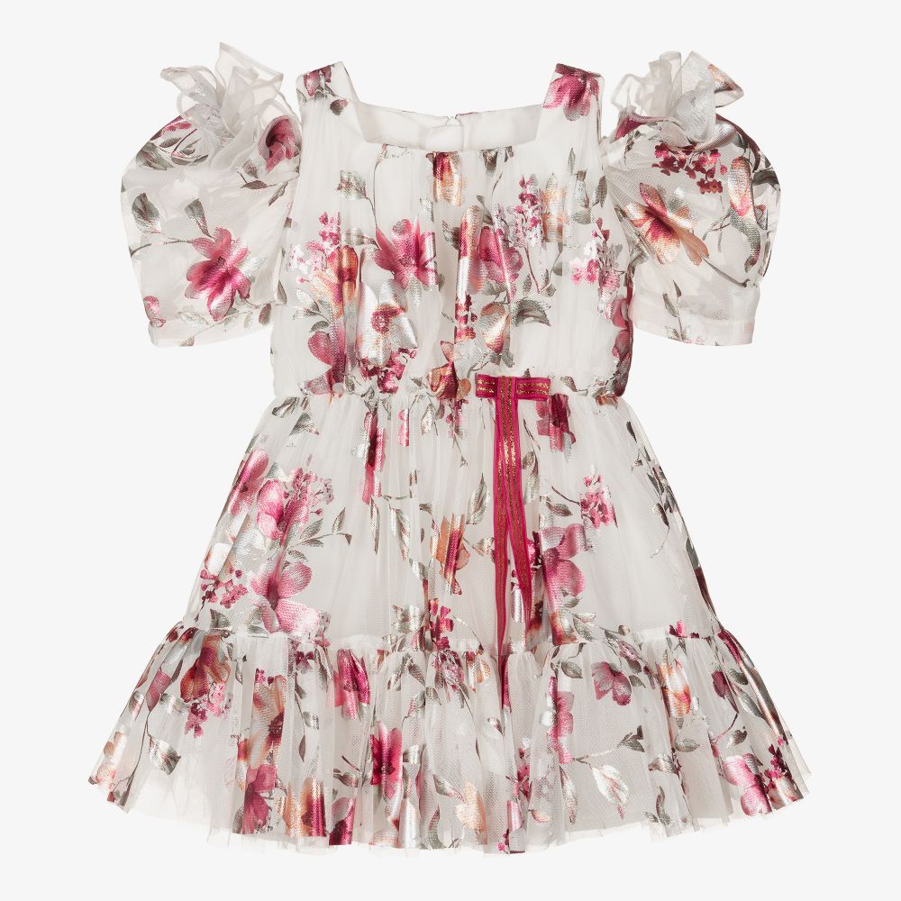 Junona-Бело-розовое платье из тюля для девочек | Childrensalon Outlet