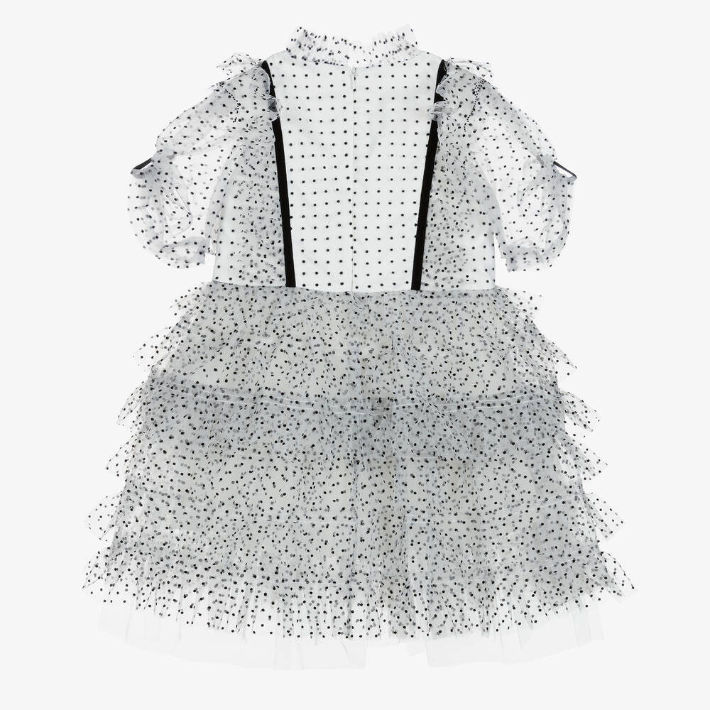 Junona-Белое платье из тюля в горошек | Childrensalon Outlet