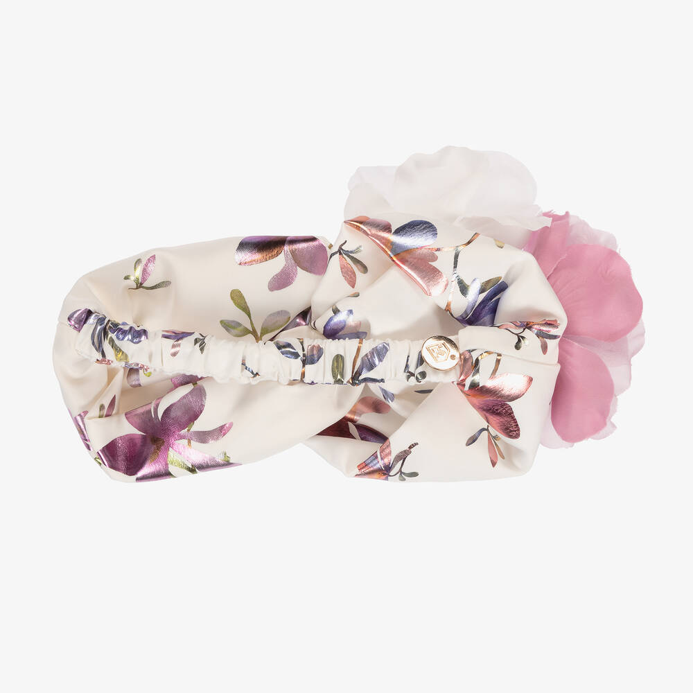 Junona-Girls White & Purple Floral Headband | Childrensalon Outlet