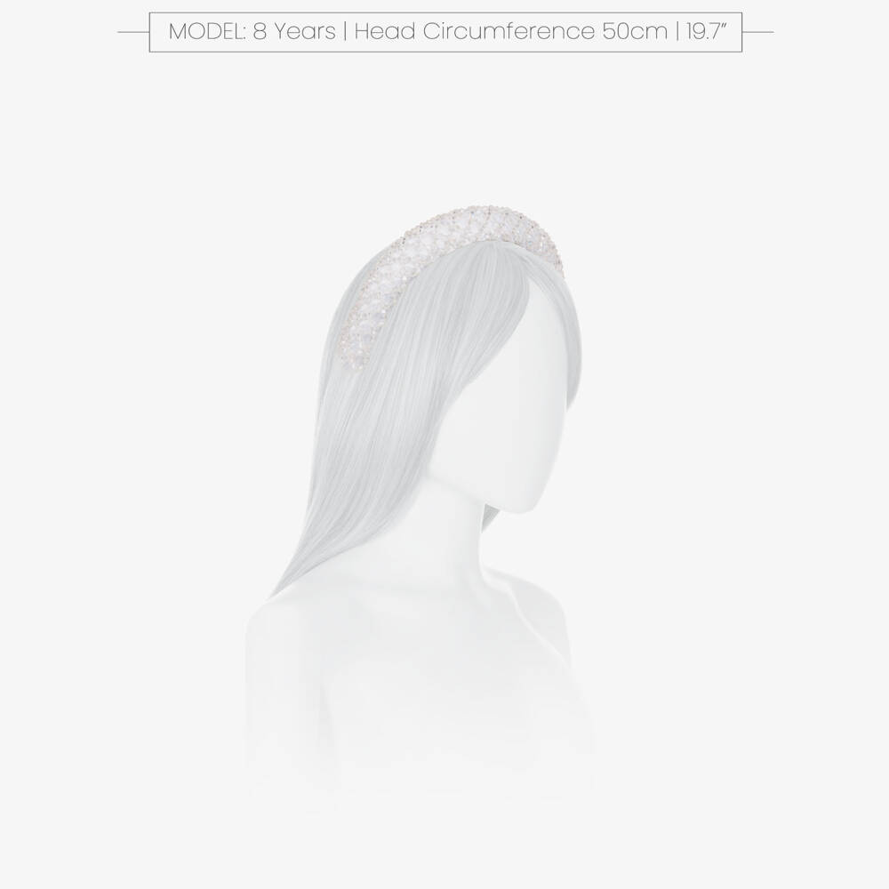 Junona-Girls White Satin & Crystal Bead Hairband | Childrensalon Outlet