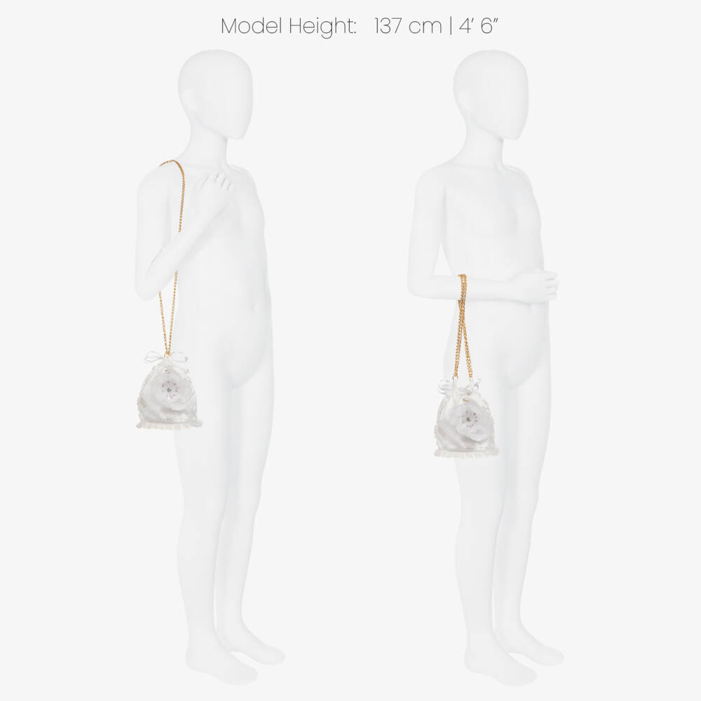 Junona-Girls White Sequinned Tulle & Feather Bag | Childrensalon Outlet