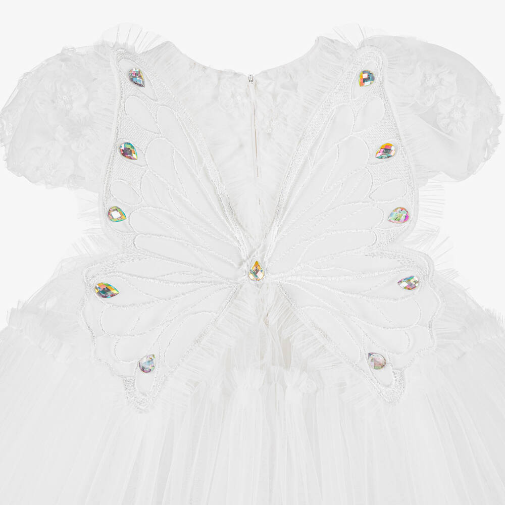 Junona-Girls White Tulle Butterfly Dress | Childrensalon Outlet