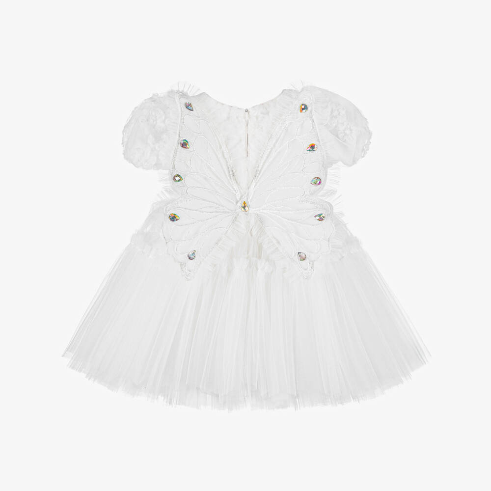 Junona-Girls White Tulle Butterfly Dress | Childrensalon Outlet