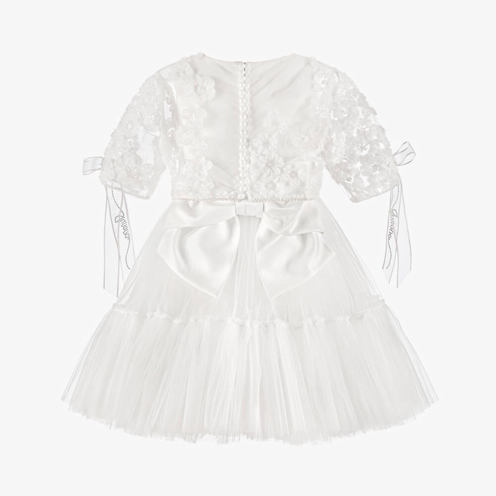 Junona-Girls White Tulle Dress with Bolero | Childrensalon Outlet