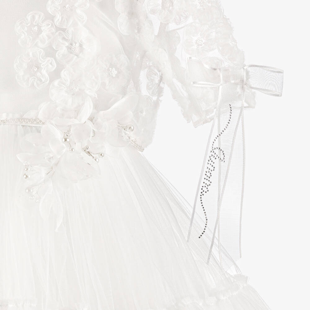 Junona-Girls White Tulle Dress with Bolero | Childrensalon Outlet