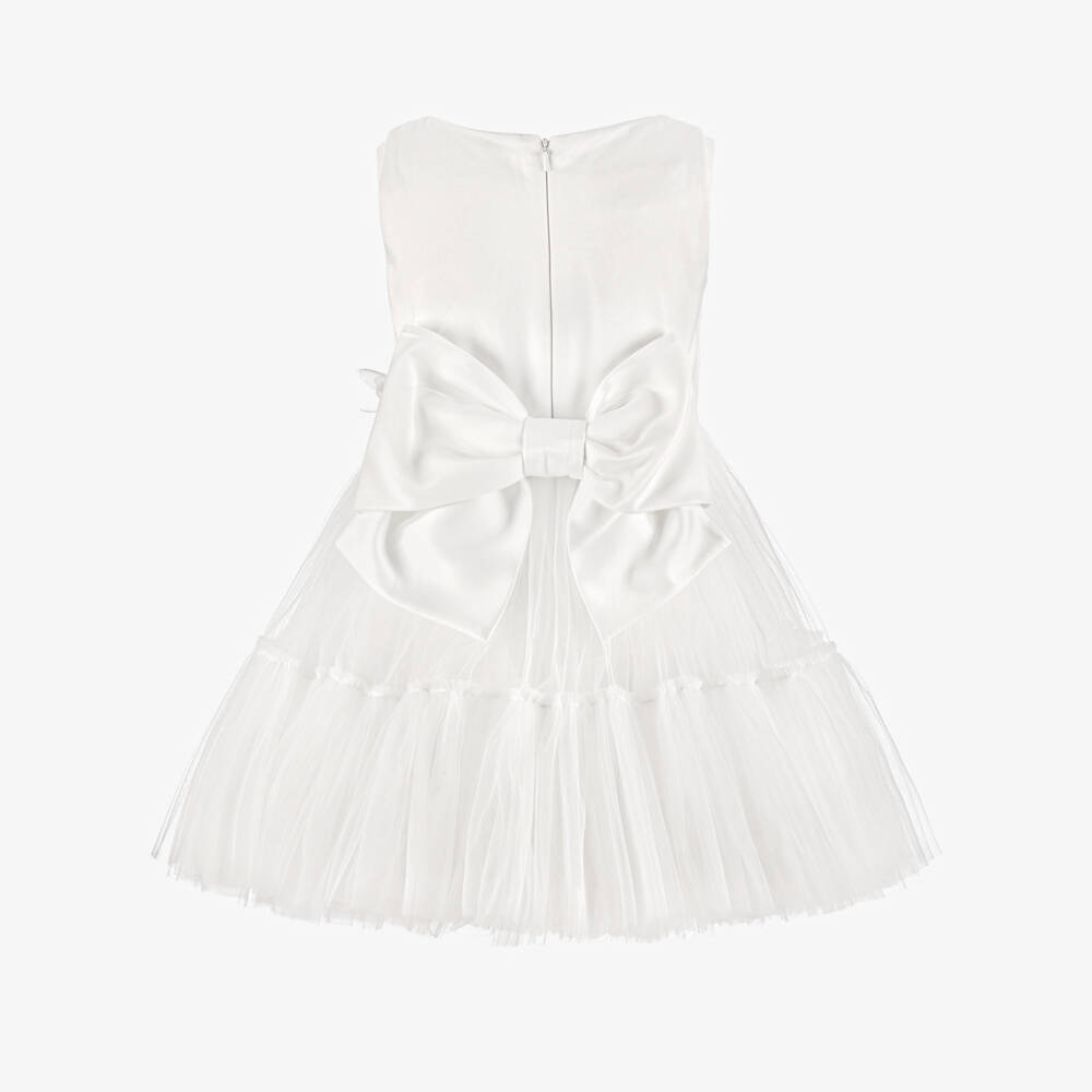 Junona-Girls White Tulle Dress with Bolero | Childrensalon Outlet