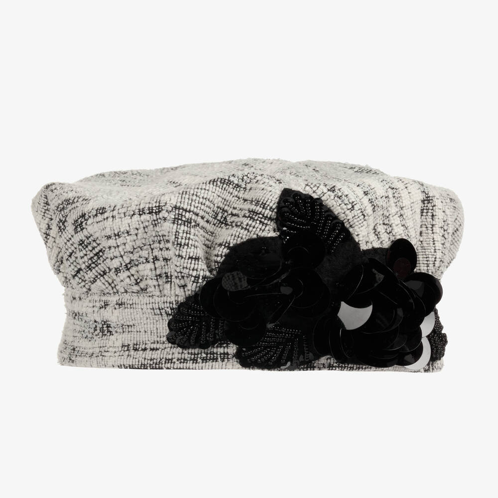 Junona - Girls White Tweed Beret | Childrensalon