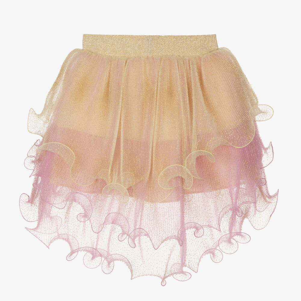 Junona-Girls Yellow & Lilac Tulle Ruffle Skirt | Childrensalon Outlet