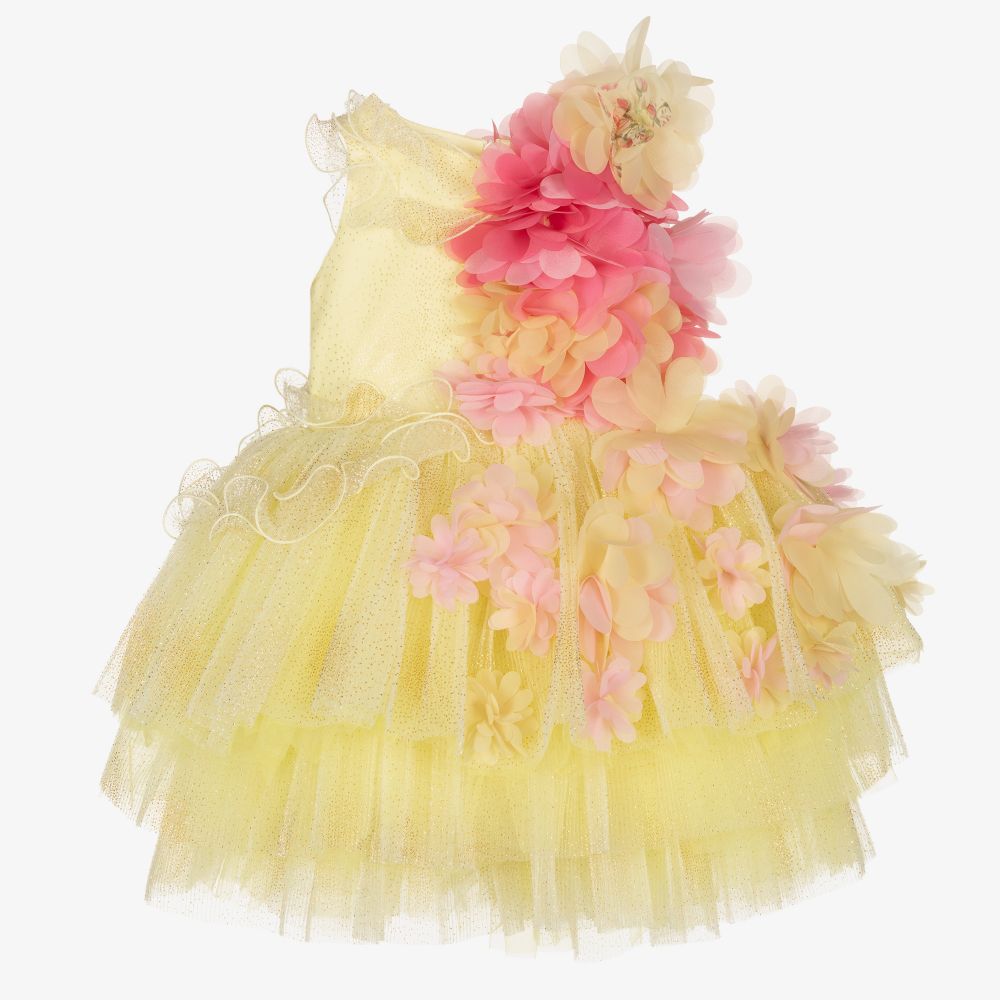 Junona - Girls Yellow Tulle Dress | Childrensalon