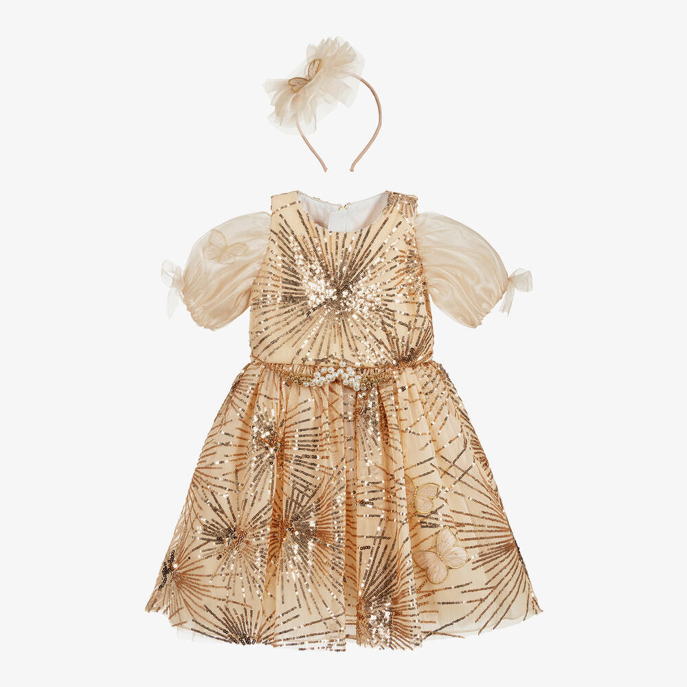 Junona - Gold Sequin Dress Set | Childrensalon