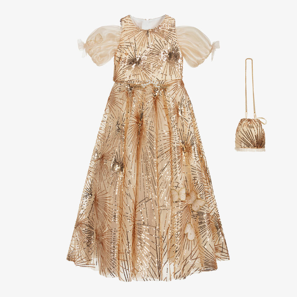 Junona - Gold Sequin Dress Set | Childrensalon