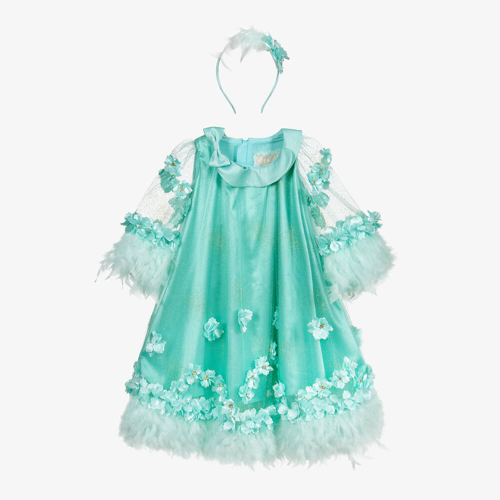 Junona - Комплект с платьем и ободком для волос зеленого цвета | Childrensalon