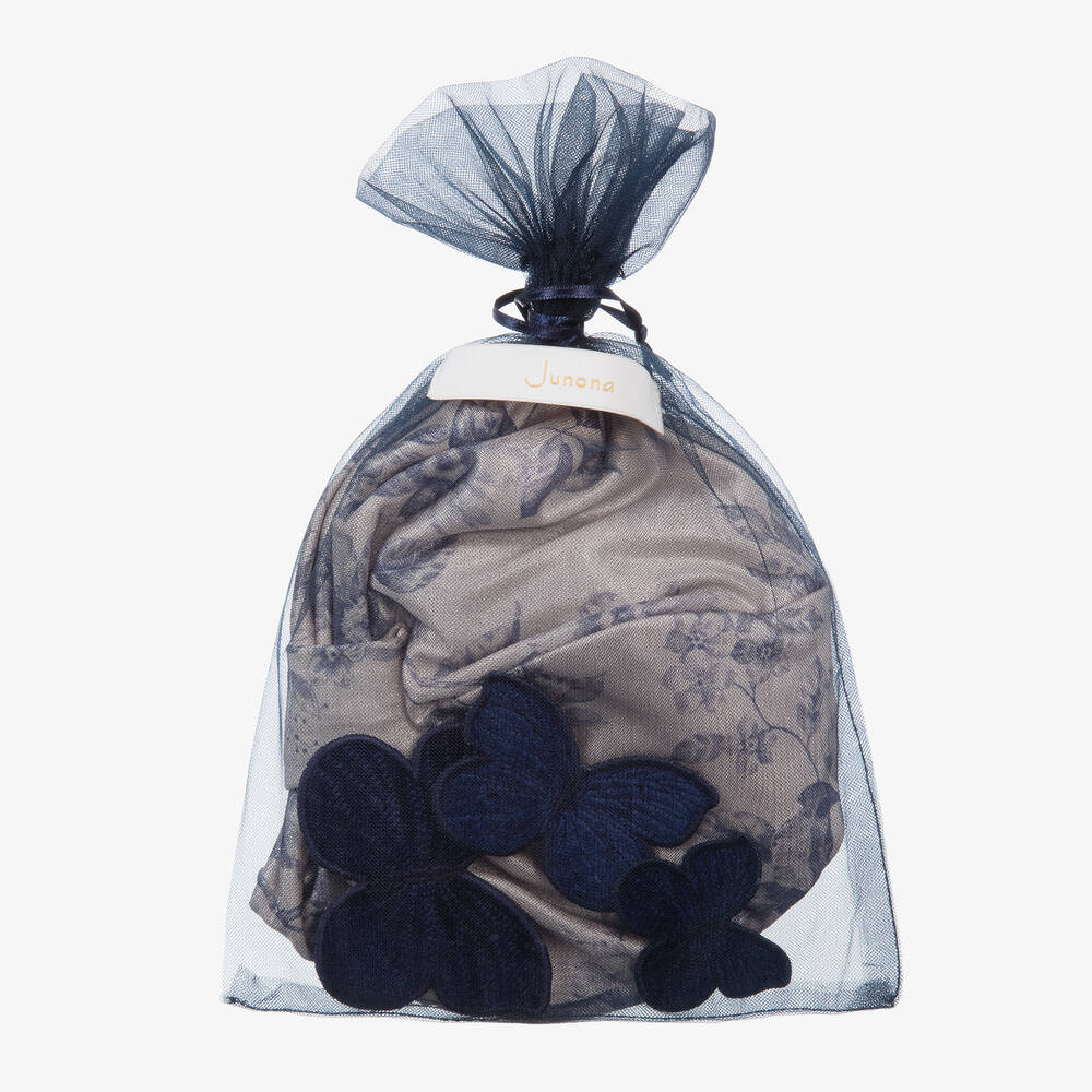 Junona-قبعة توربان لون بيج و كحلي للبنات | Childrensalon Outlet