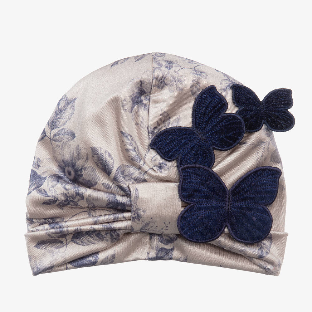 Junona - Ivory & Blue Turban | Childrensalon