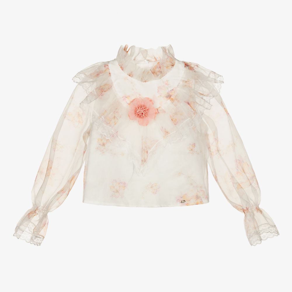 Junona - Кремовая блузка с цветами из органзы | Childrensalon