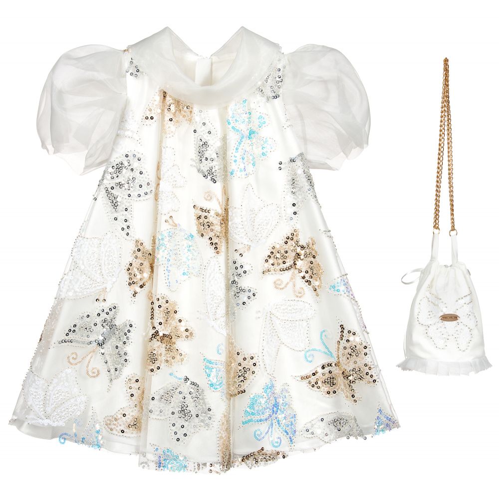 Junona - Кремовое платье с пайетками и сумочка  | Childrensalon