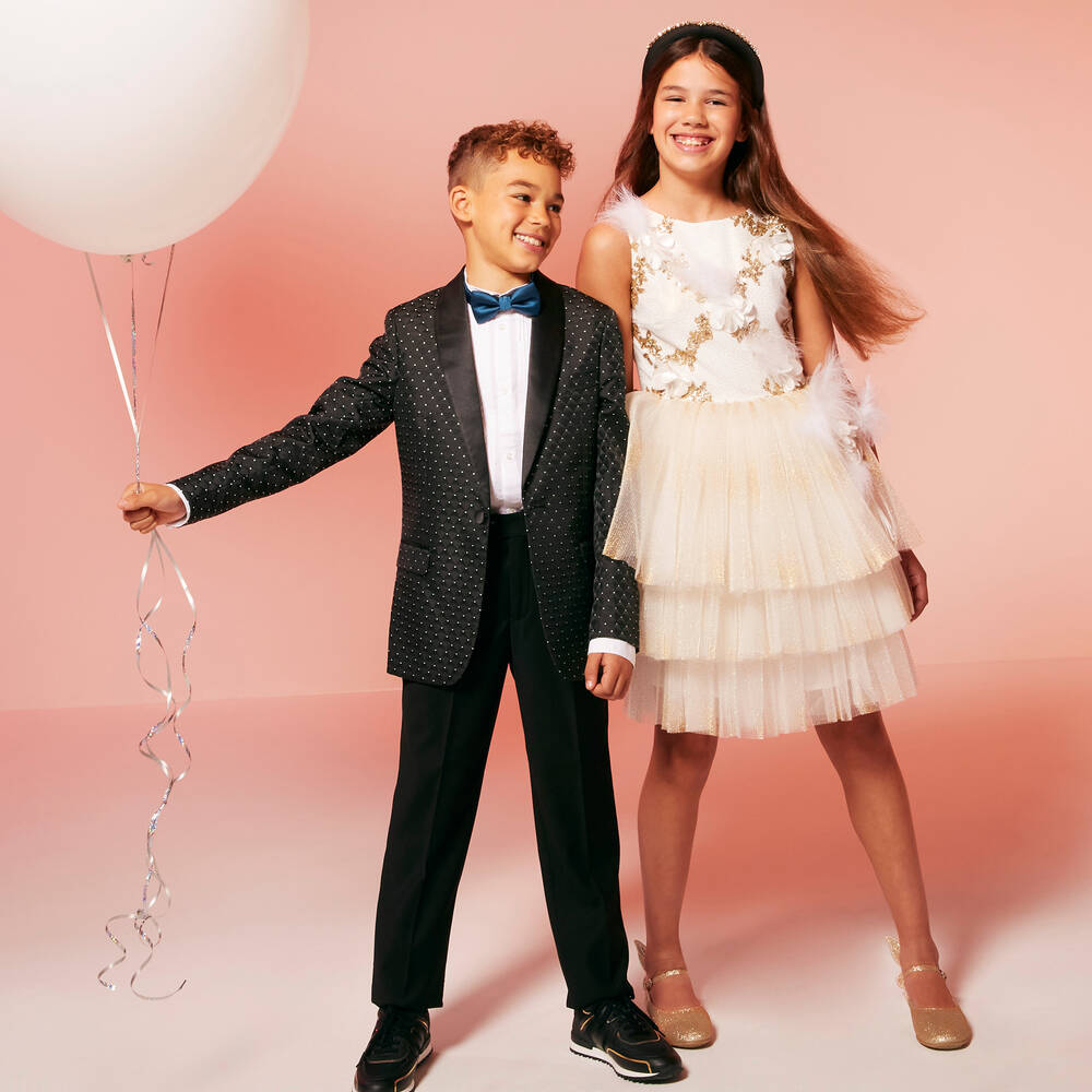 Junona-Ivory Tulle & Gold Sequin Dress | Childrensalon Outlet