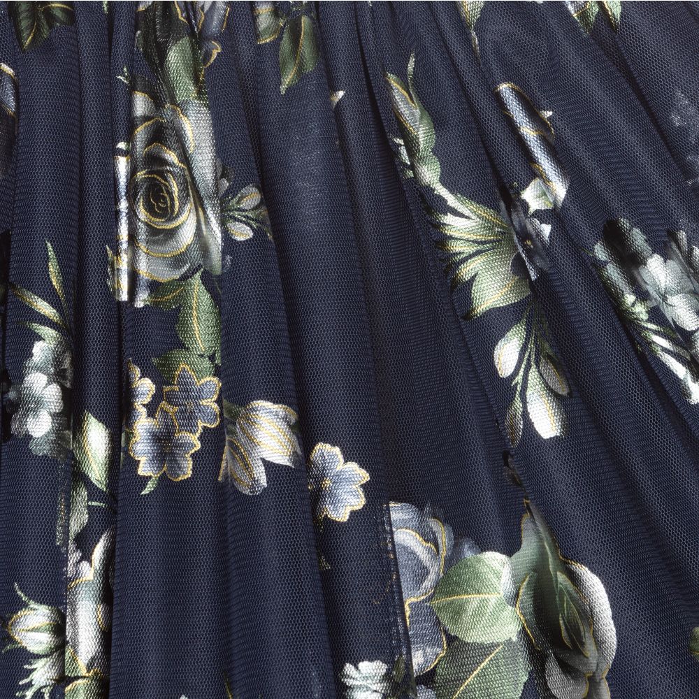 Junona-Navy Blue Floral Tulle Skirt | Childrensalon Outlet
