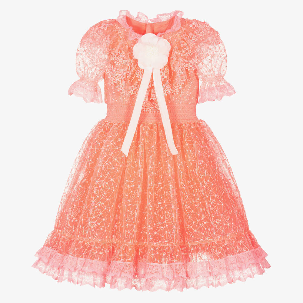Junona - Neon Pink Tulle & Lace Dress | Childrensalon