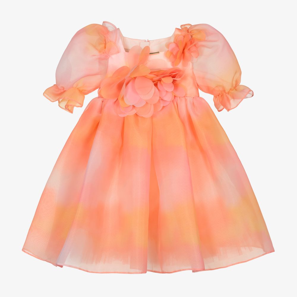 Junona-Orange & Pink Organza Dress | Childrensalon Outlet